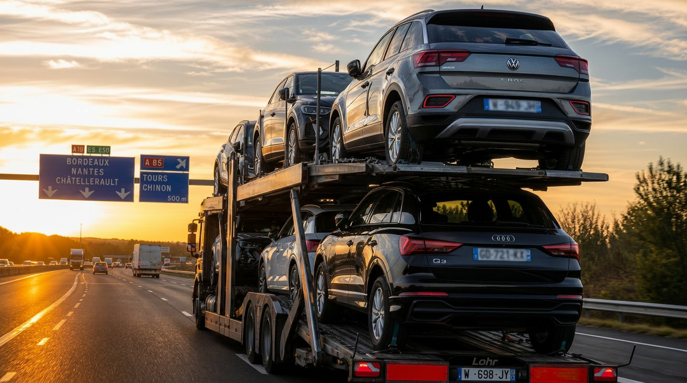 Camion porte-voitures KAB Mobility sur autoroute